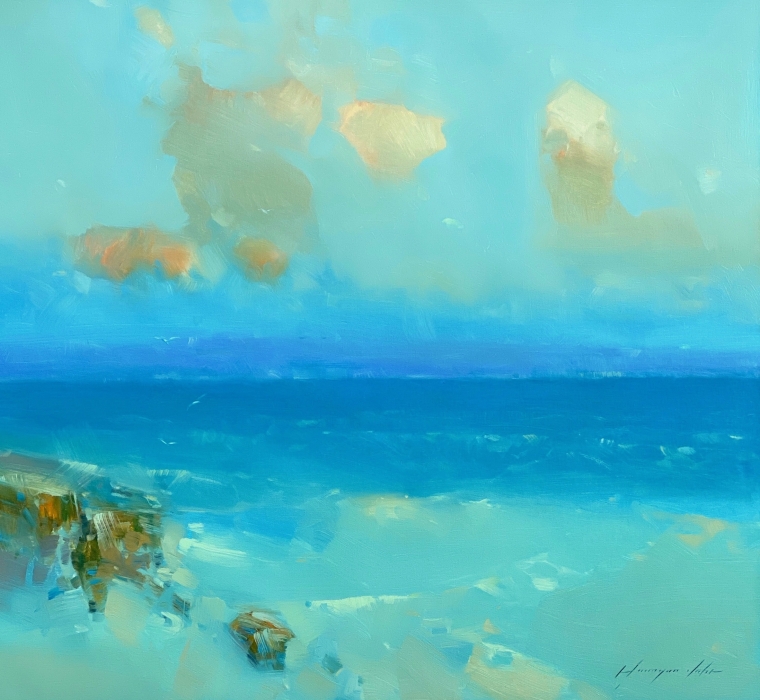 Marble Ocean, Original oil Painting, Handmade artwork, One of a Kind
